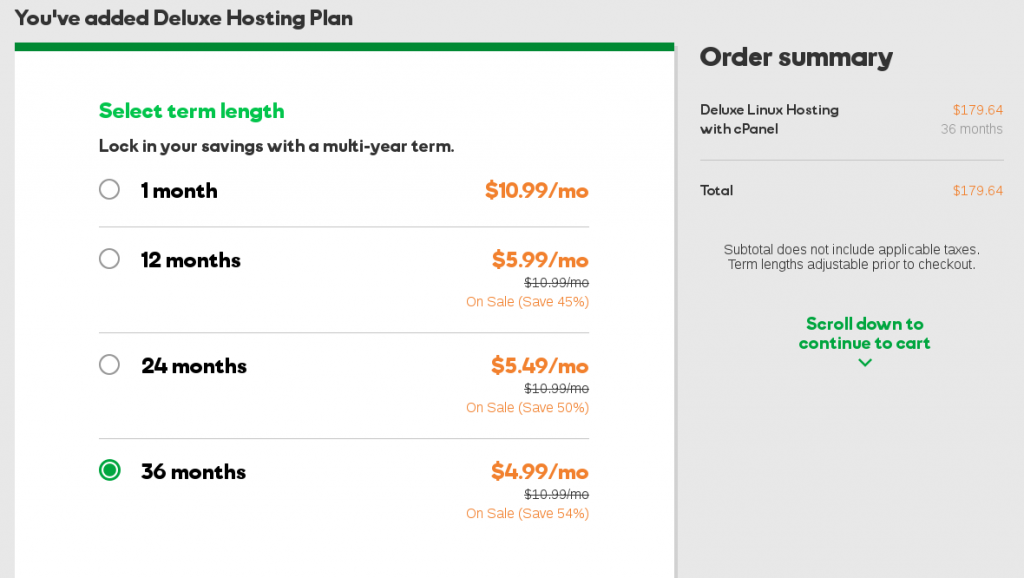 GoDaddy Linux Web Hosting Deluxe Plan Price