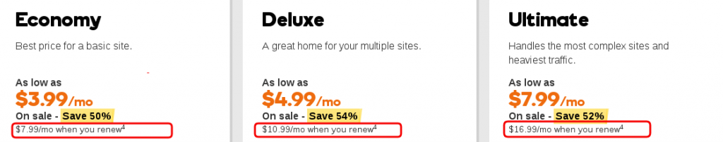 GoDaddy Linux Web Hosting Plans Pricing